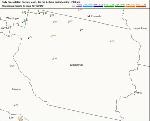 CoCoRaHS readings on December 16