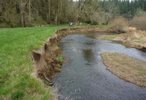 Heavy erosion along Milk Creek prior to the construction project