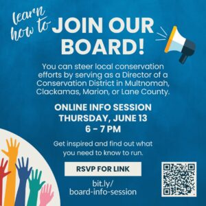 Poster with information about an information session on how to join our board of directors.