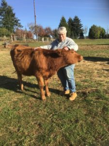 Tami Guttridge with her calf Poppy.