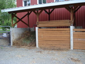 Three bin manure composting system at Beaver Lake Stables.